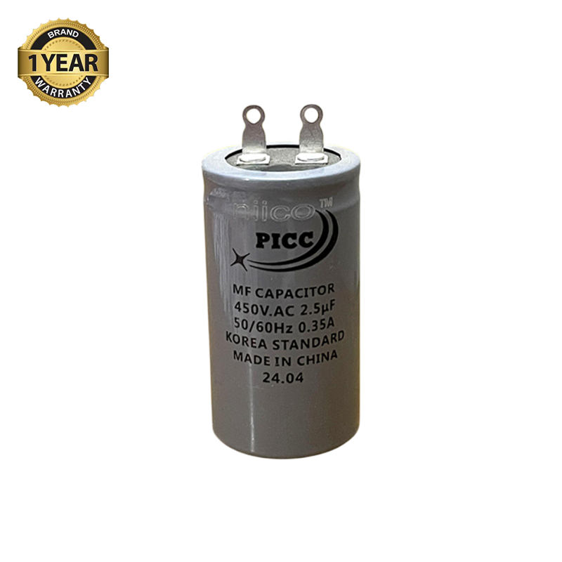 Picture of Niico Ceiling Fan Capacitor Model niico=PICC- 2.5uf =450 V.AC (Made In China)  Capacitor=2.5 UF ( 1 Year Warranty)