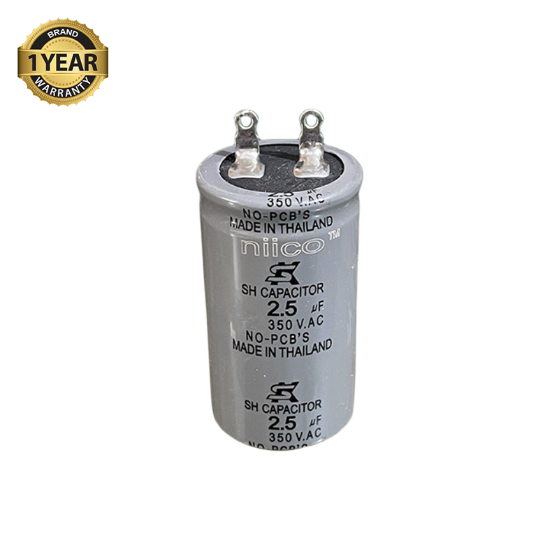 Picture of Niico Ceiling Fan Capacitor Model niico=SH 2.5uf =350 V.AC Made In Thailand Original Capacitor=2.5 UF ( 1 Year Warranty)