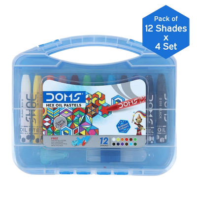Picture of DOMS Non-Toxic Hexagonal Jumbo Oil Pastel Set in Plastic Carry Case (12 Assorted Shades x 4 Set)