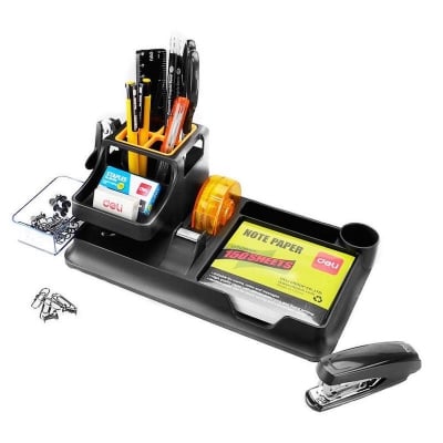 Picture of Deli 38252A Desk Organiser (Includes 17 pieces of stationery items) Black