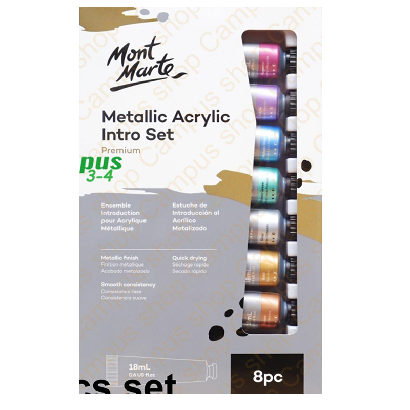 Picture of Mont Marte Metallic Acrylic Paint Intro Set Premium 8pc x 18ml