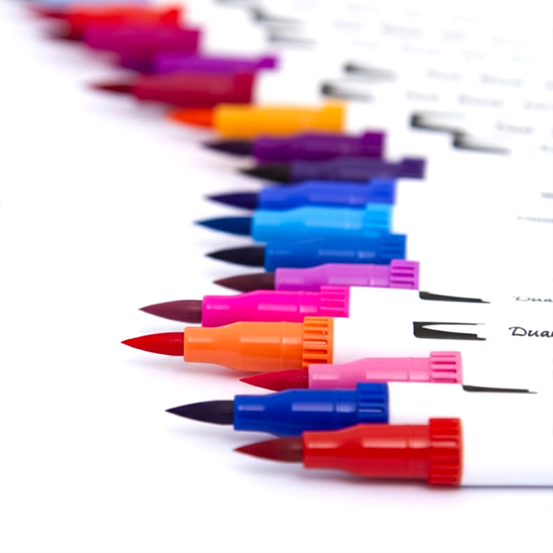 Picture of 24 Color Fine Liner Dual Tip Brush Pen Felt-Tip Pen Drawing Painting Watercolor Art Marker Pens School Supplies