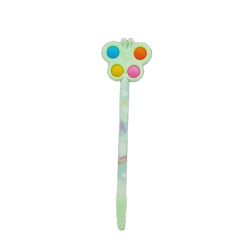 Picture of Cute Multicolor Butterfly Pop Up Poppet Gel Pen for Kids Students Birthday Gift Cute Trendy Attractive Poppet Pens Popper Sensory Fidget Toy Silicon Stress Relief Pop it Fidget Pen Assorted Colour For Kanjak Navratri Diwali Festival (Random Colour)