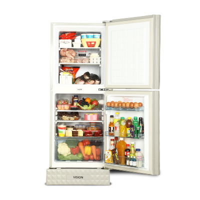 Picture of VISION Glass Door Refrigerator RE-222L Mirror White Purple Top Mount 