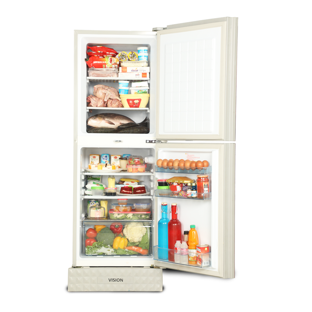 Picture of VISION Glass Door Refrigerator RE-200L Mirror Purple Flower Top Mount 