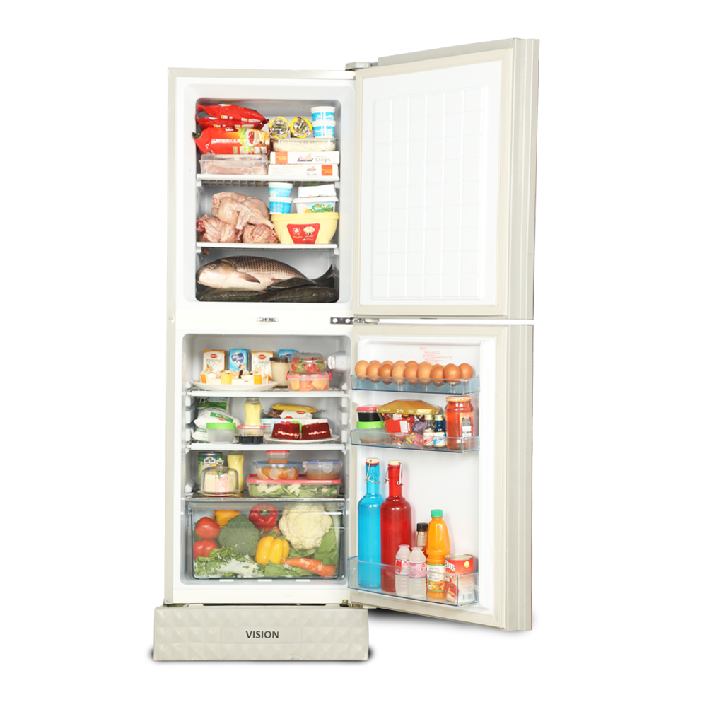 Picture of VISION Glass Door Refrigerator RE-200 Liter Mirror White Purple Top Mount