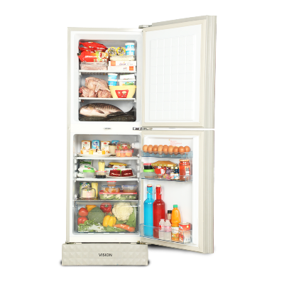 Picture of VISION Glass Door Refrigerator RE-200 Liter Mirror White Purple Top Mount