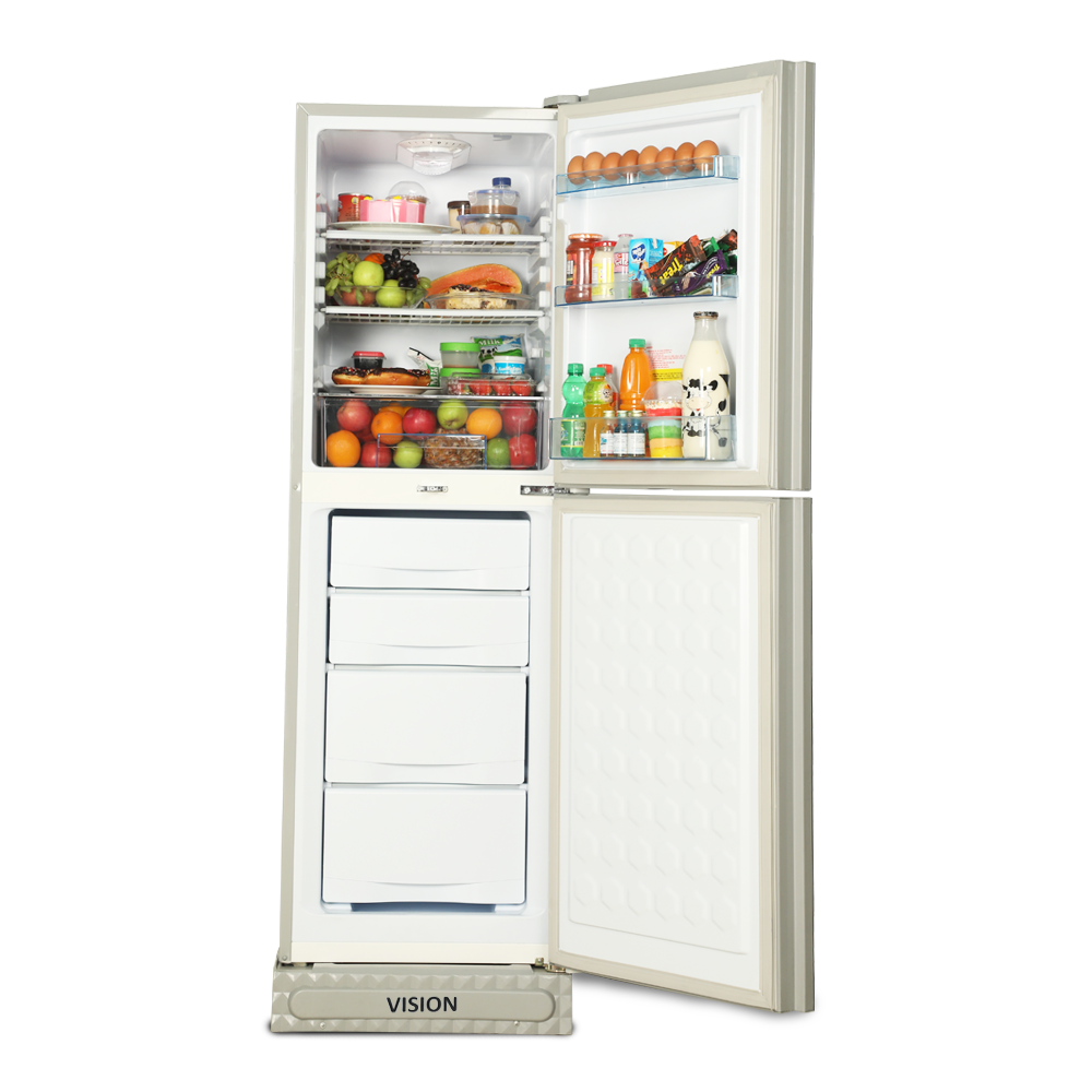 Picture of VISION Glass Door Refrigerator RE-252 Liter Golden Gardenia Bottom Mount