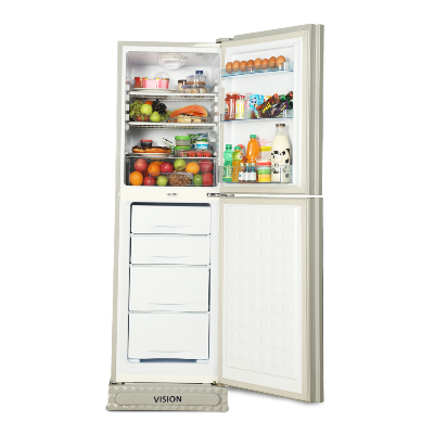 Picture of VISION Glass Door Refrigerator RE-252 Liter Golden Gardenia Bottom Mount
