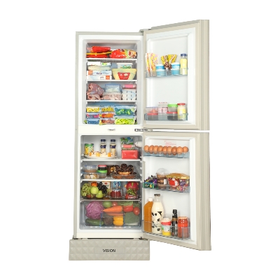 Picture of VISION Glass Door Top Mount Refrigerator RE-240 Liter Mirror White Purple