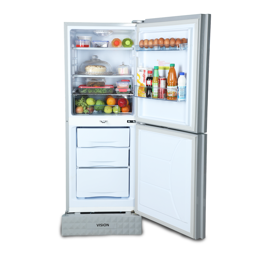 Picture of VISION Glass Door Bottom Mount Refrigerator RE-185 Liter Mirror White Purple