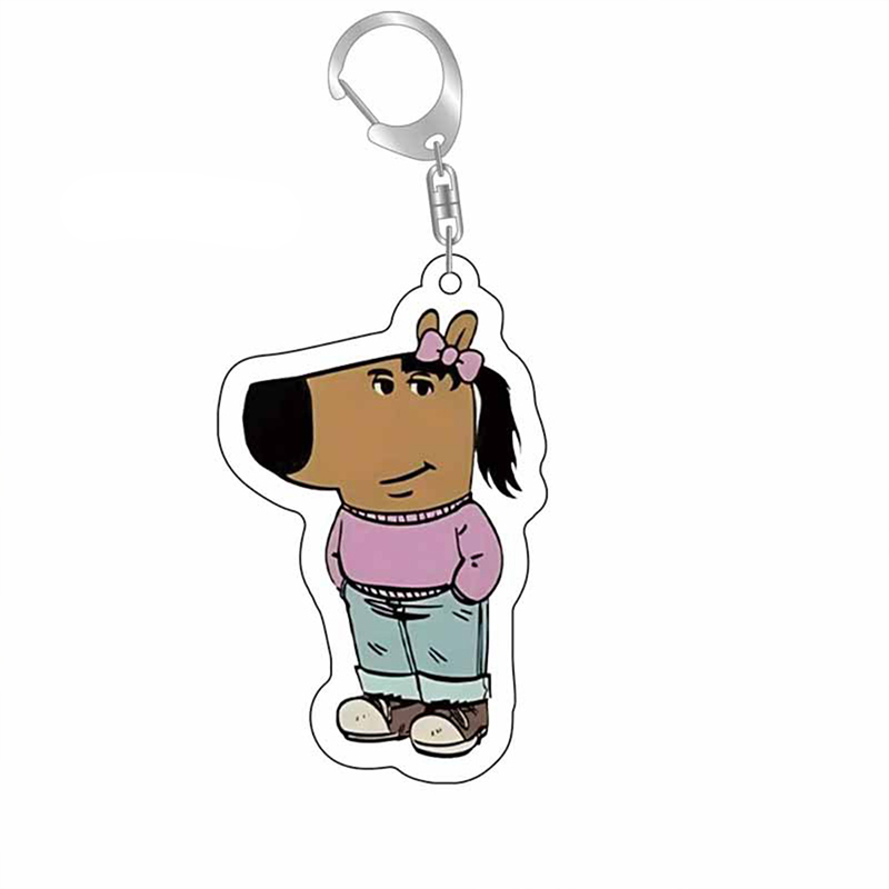 Picture of Funny Just A Chill Guy Girls Dog Meme Keychains Keyring for Accessories Bag Key Chain Ring Jewelry Cool Holidays Gifts