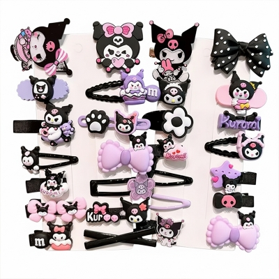 Picture of 14Pcs Kuromi Hair Clip Baby Girl Kawaii Set for Children Hair Sanrio Accessories