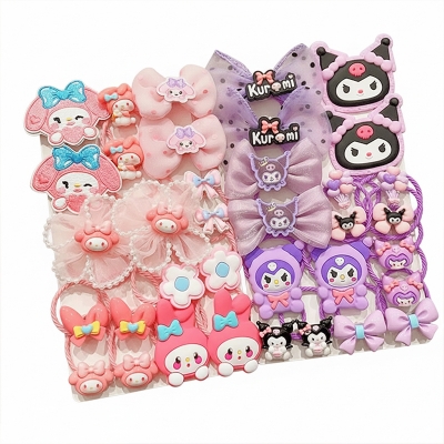 Picture of 18PCS Hair Clip Set Kuromi Hello Kitty Cinnamonroll Melody Kawaii Baby Girl Sanrio Cute Hair Accessories for Kids
