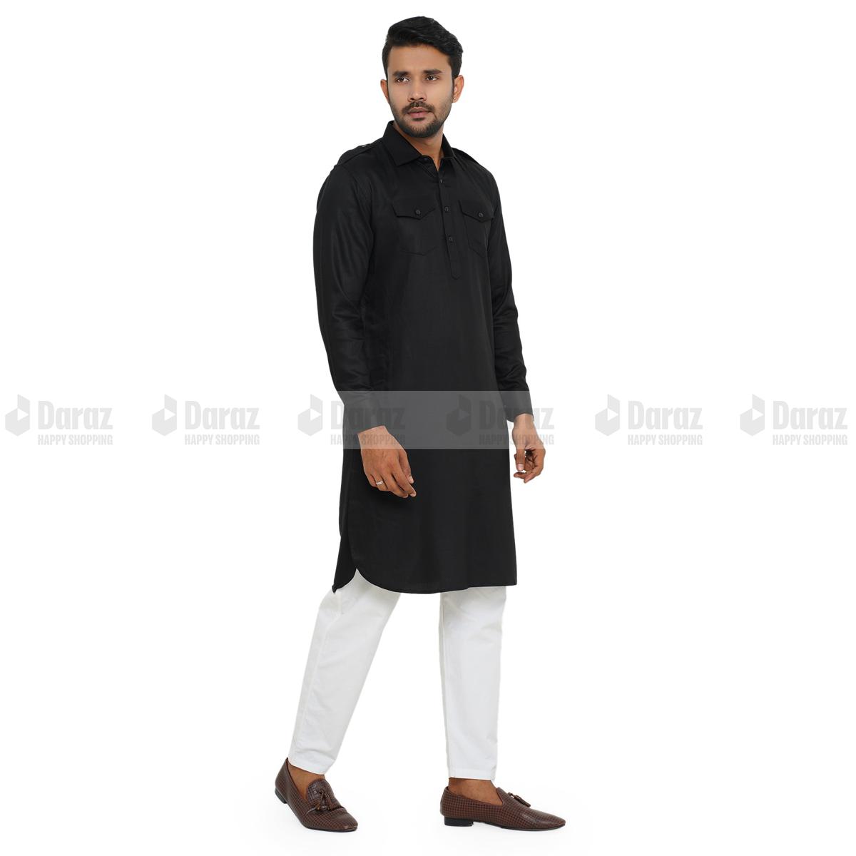 Picture of Premium Quality Black Color Semi Long Kabli for Men