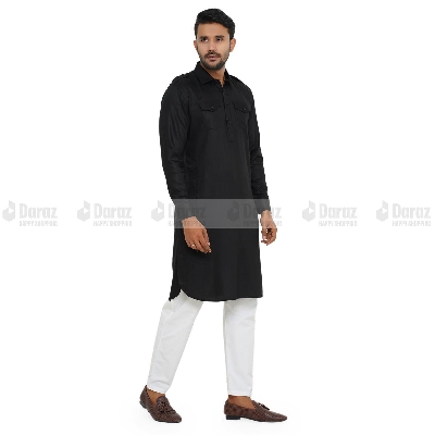 Picture of Premium Quality Black Color Semi Long Kabli for Men
