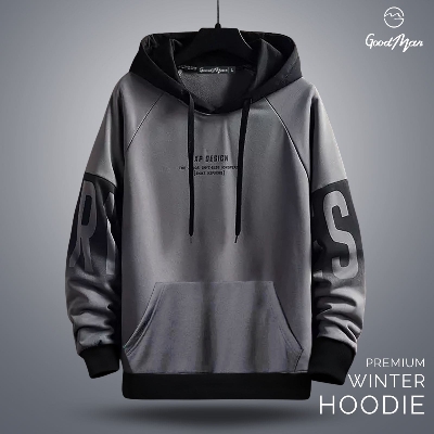 Picture of Premium Quality Dark Ash Color Full Sleeve Hoodie Jacket for Men