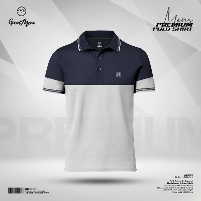 Picture of GoodMan Premium Quality Navy Blue Color Cotton Short Sleeve Polo T Shirt for Men.