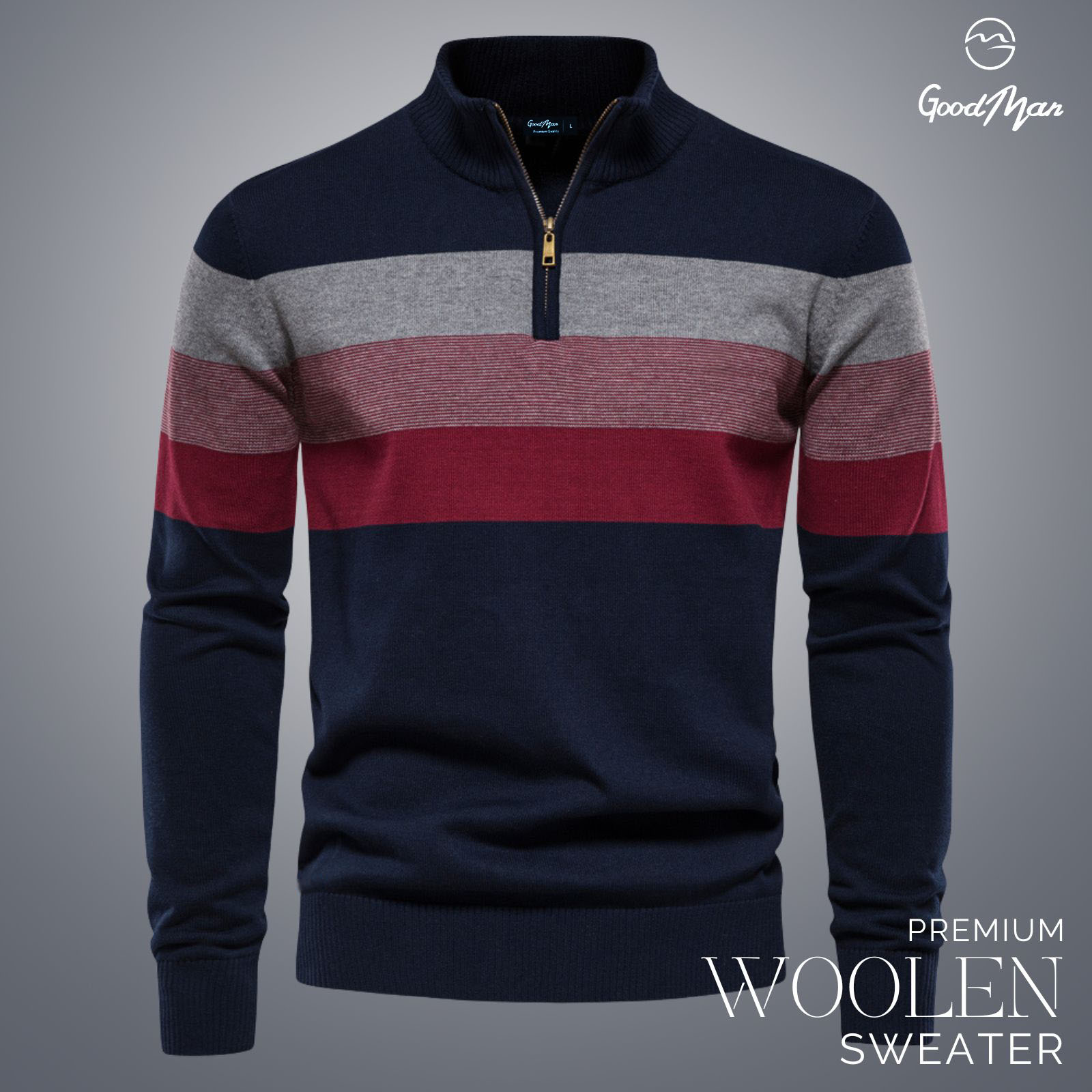 Picture of GoodMan Premium Quality Navy Blue Color Full Sleeve Zipper Sweater for Men.