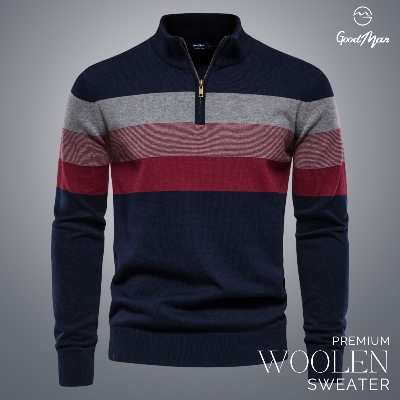 Picture of GoodMan Premium Quality Navy Blue Color Full Sleeve Zipper Sweater for Men.