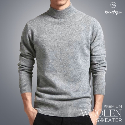 Picture of GoodMan Premium Quality Light Ash Color High Neck Full Sleeve Sweater for Men.