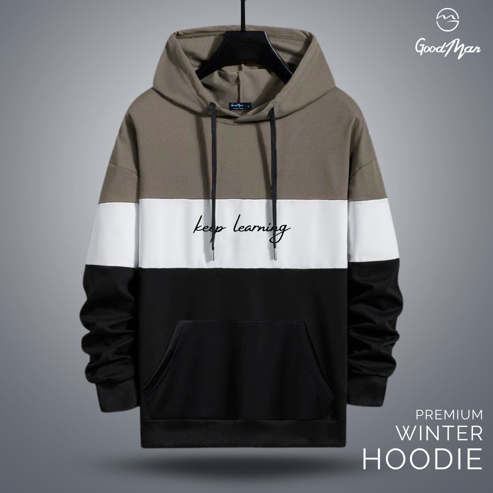 Picture of GoodMan Premium Quality Black Color Full Sleeve Hoodie Jacket for Men.
