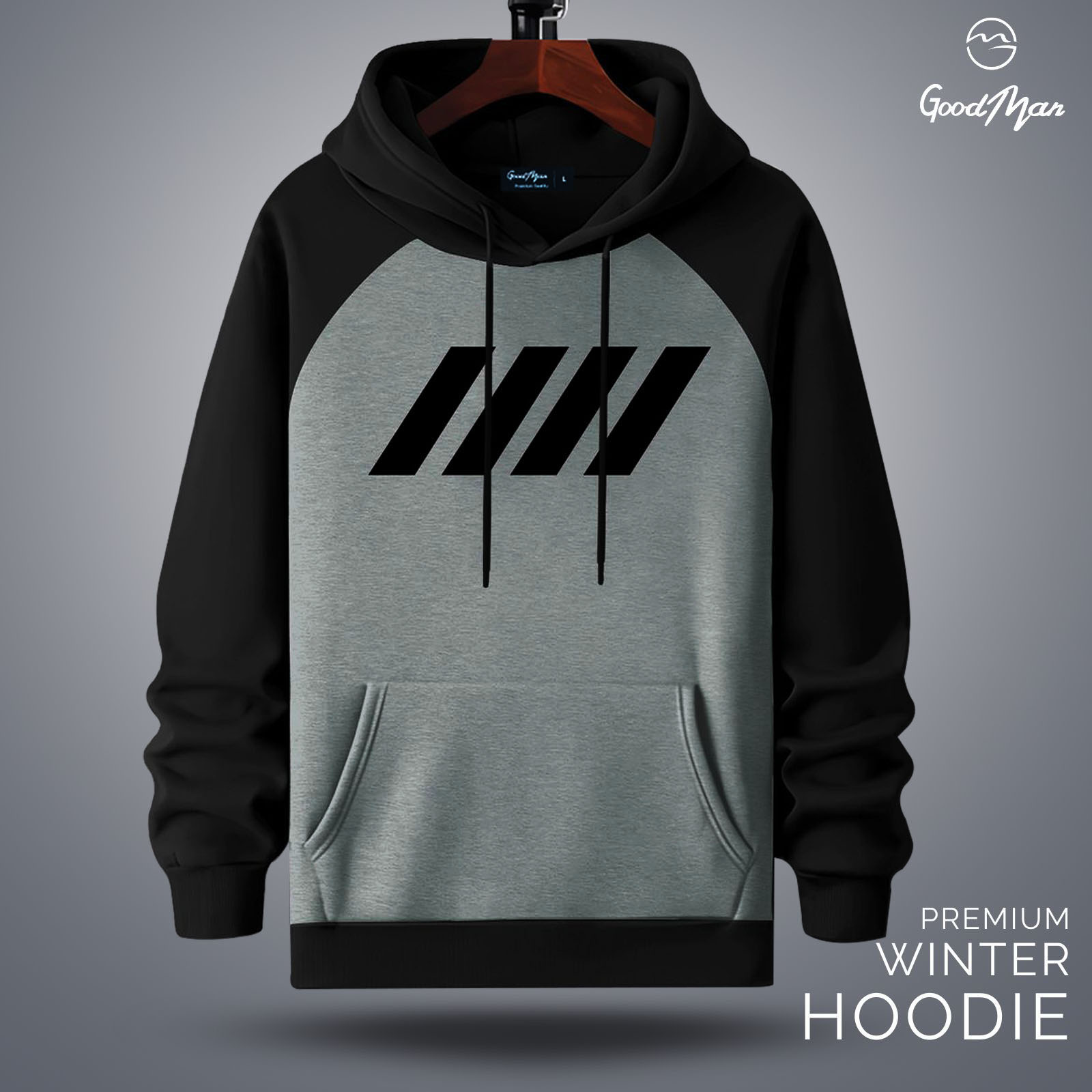 Picture of GoodMan Premium Quality Ash Color Full Sleeve Hoodie for Men.