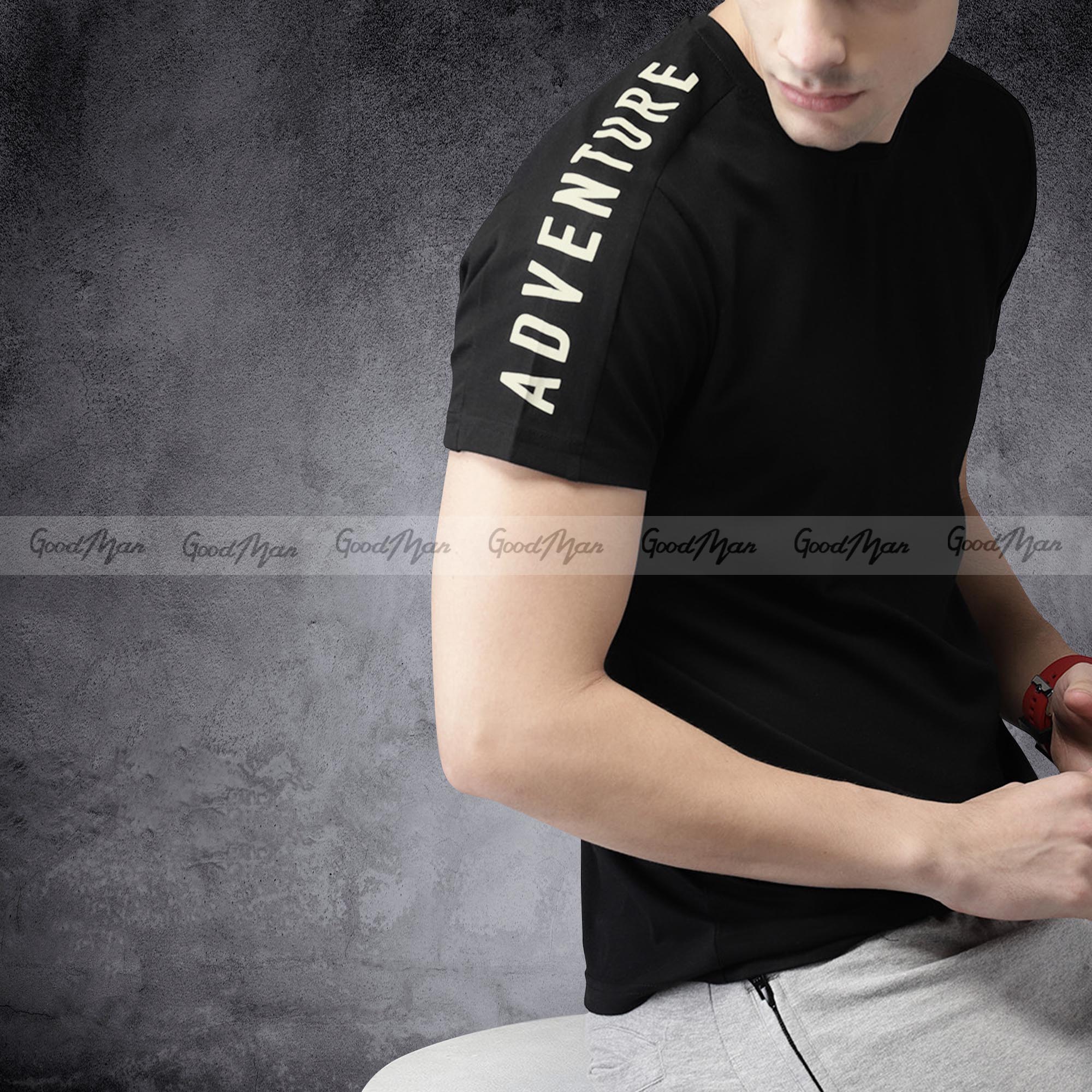 Picture of GoodMan Premium Quality Black Color Cotton Short Sleeve T Shirt for Men.