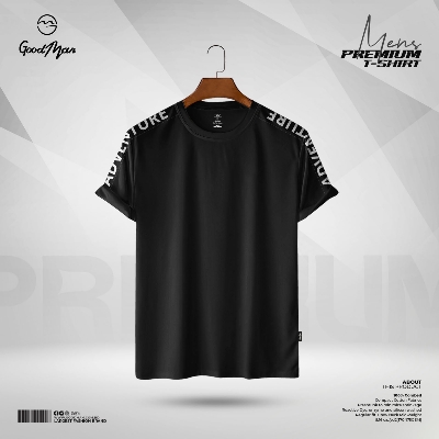 Picture of GoodMan Premium Quality Black Color Cotton Short Sleeve T Shirt for Men.