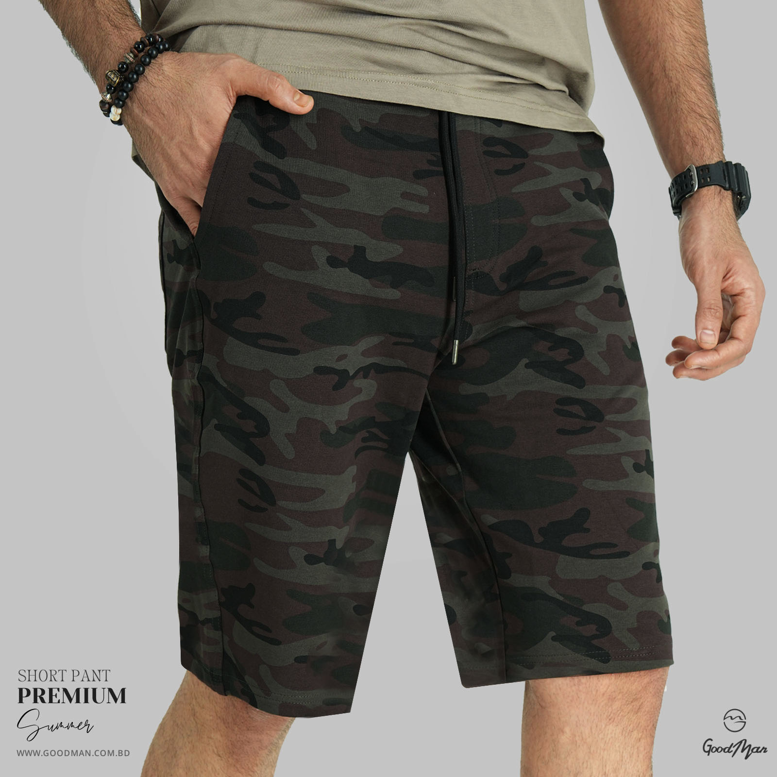 Picture of Premium Quality Black Color Cotton Short Pant for Men.