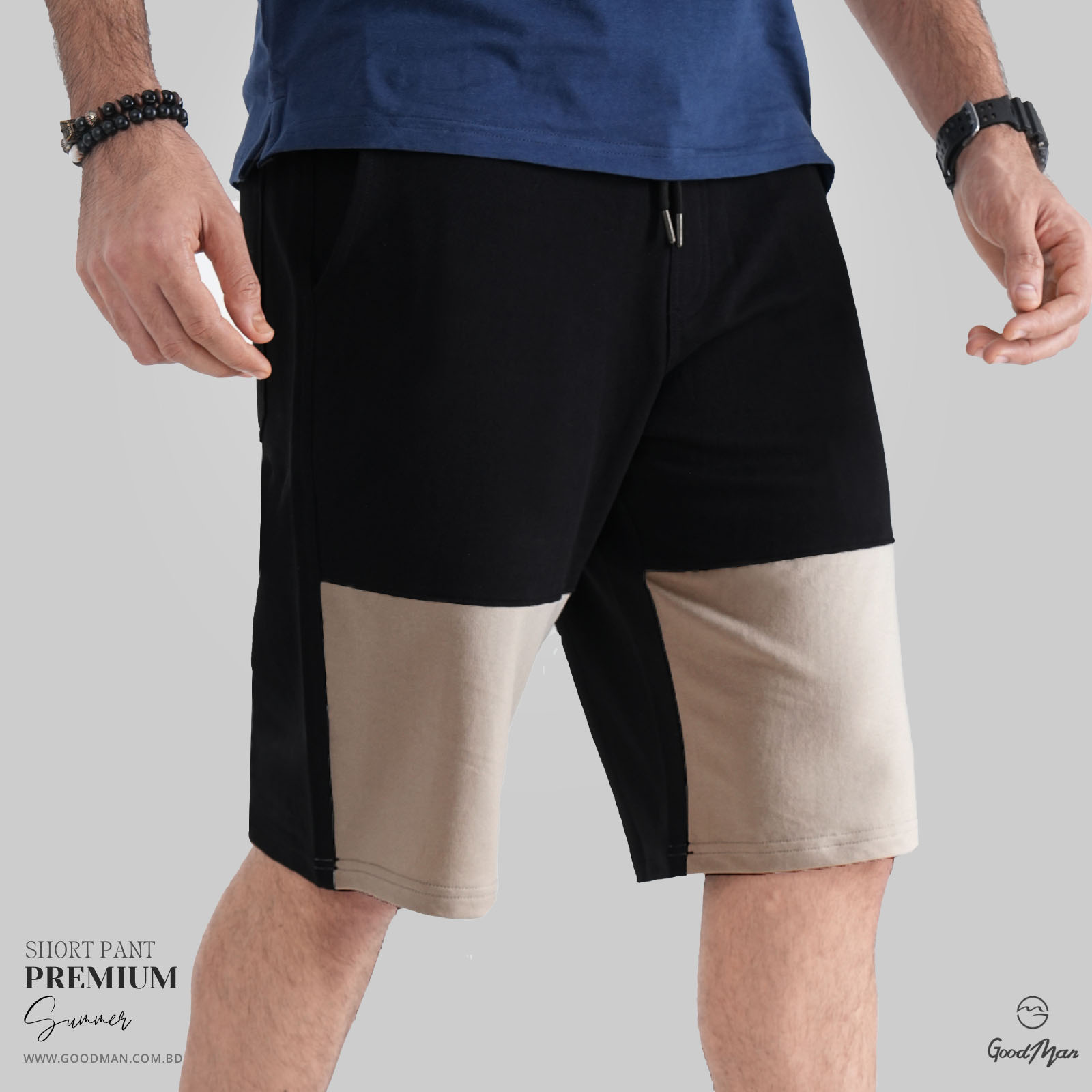 Picture of Premium Quality Black Color Cotton Short Pant for Men.