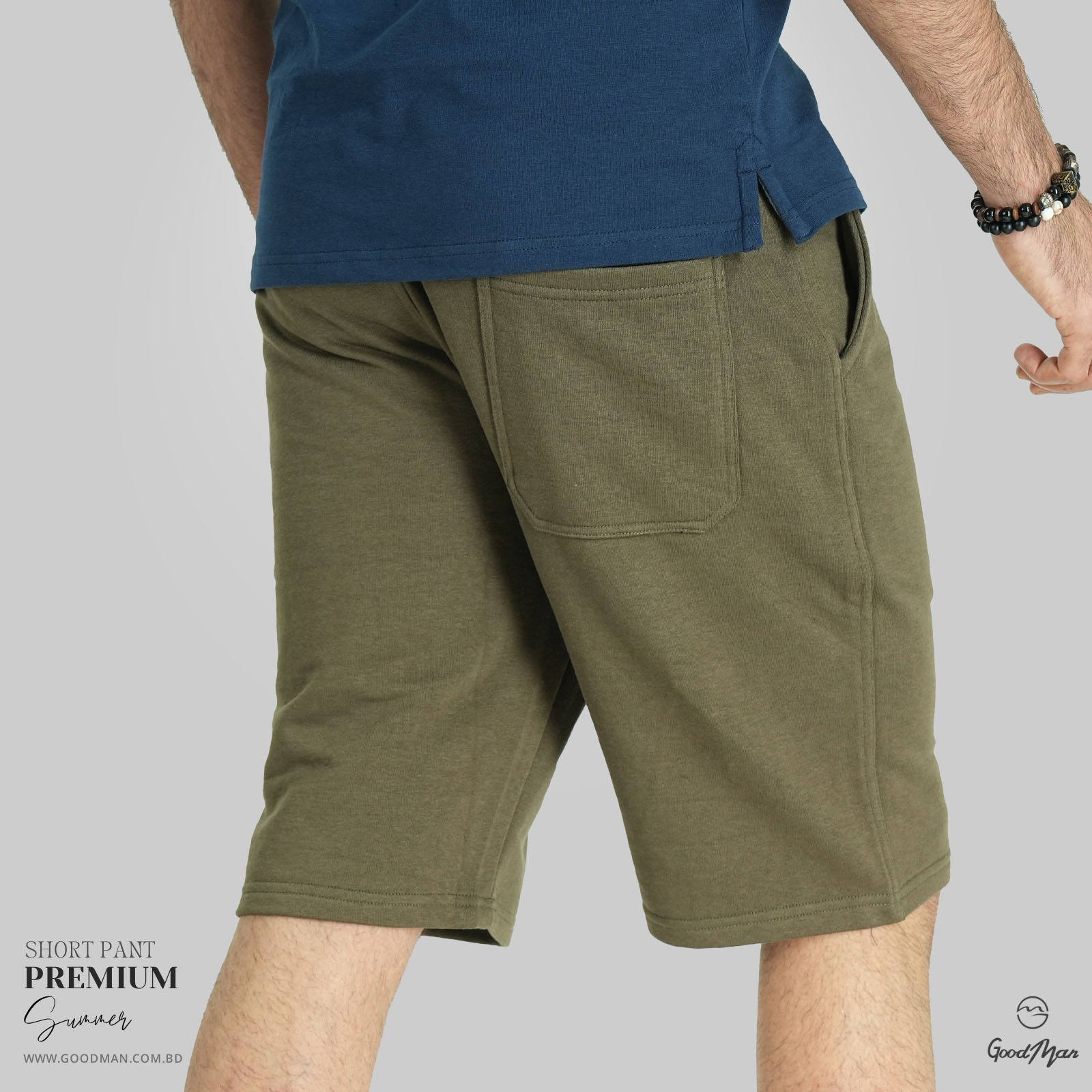 Picture of Premium Quality Olive Color Cotton Short Pant for Men.