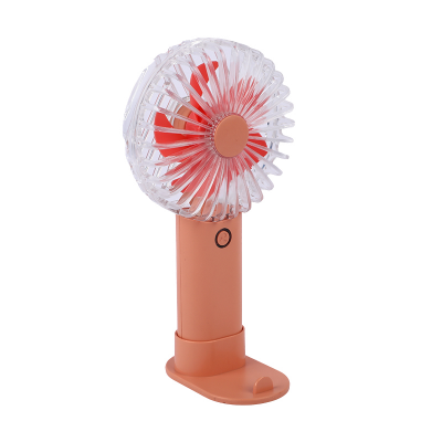 Picture of Portable Mini Handheld USB Rechargeable Fan with Stand – Strong Airflow, Quiet Personal Cooling Fan for Home, Office, Travel & Outdoor Use (Orange)