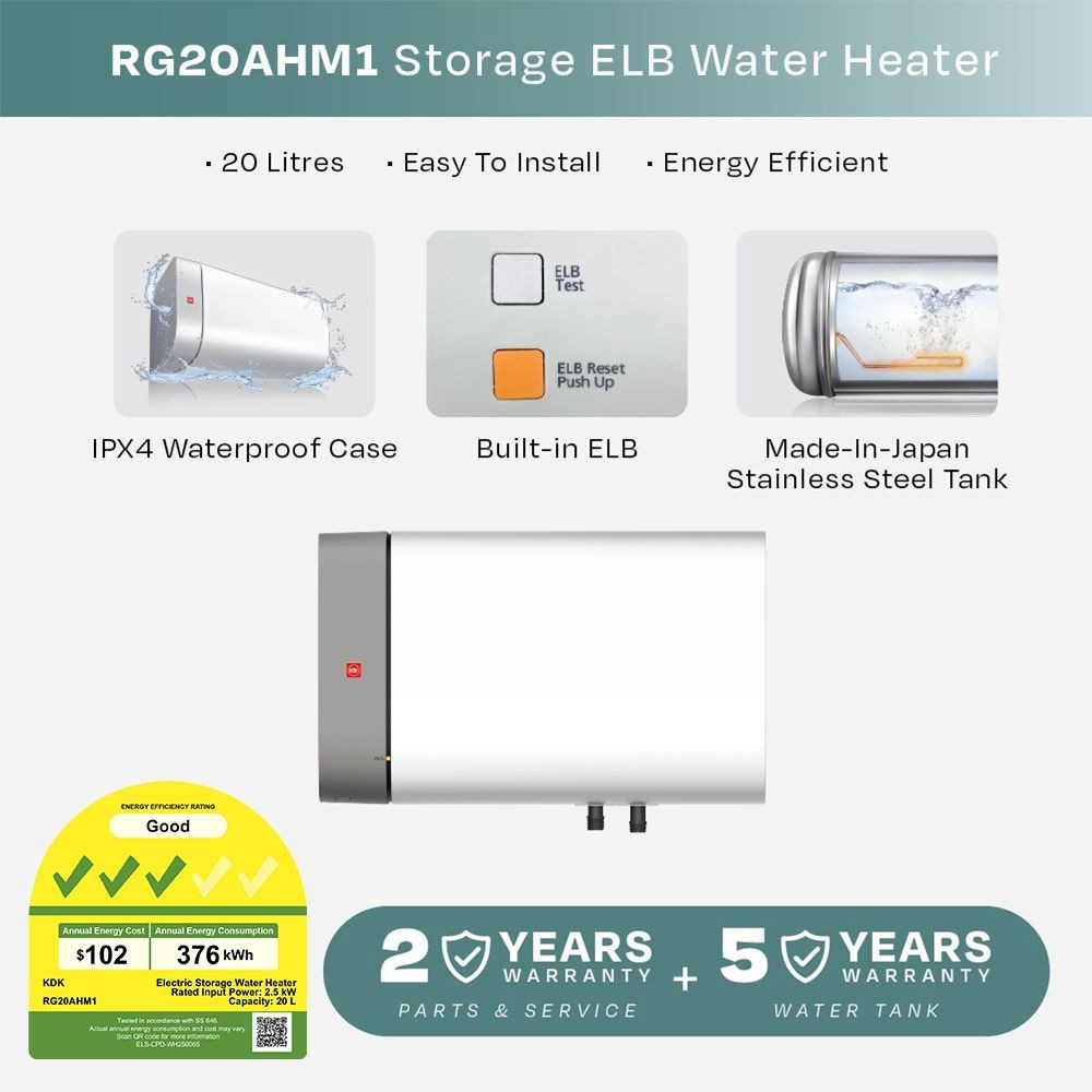 Picture of KDK 20L Water Heater with Long Lasting Durability Tank - White (RG20AHM1)