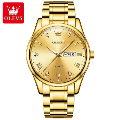 Picture of Olevs 5563 Golden Stainless Steel Analog Wrist Watch For Men