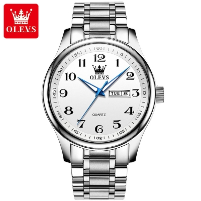 Picture of Olevs 5567 Silver Stainless Steel Analog Wrist Watch For Men