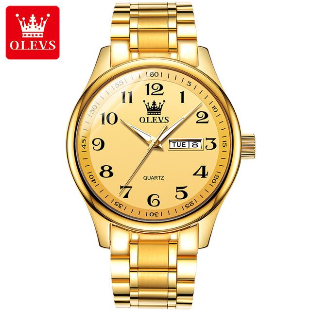 Picture of Olevs 5567 Golden Stainless Steel Analog Wrist Watch For Men