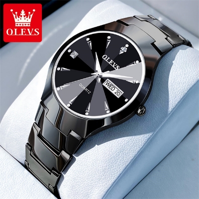 Picture of Olevs 8697 Tungsten Steel Analoge Wrist Watch For Men