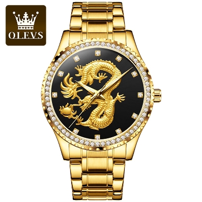 Picture of Olevs 5515 Golden Stainless Steel Analog Wrist Watch For Men