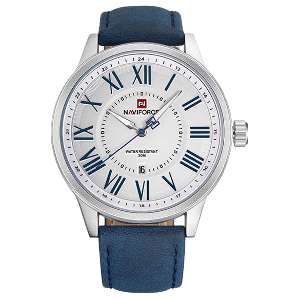 Picture of NAVIFORCE NF9126 Blue PU Leather Analog Watch for Men - Silver & Blue