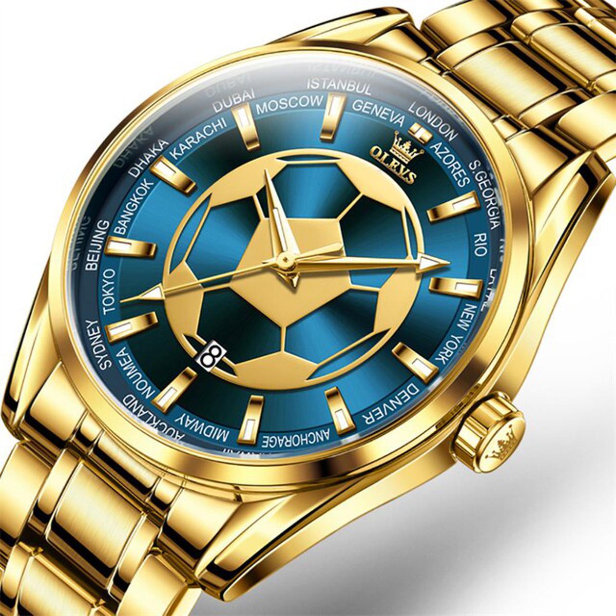 Picture of Olevs 9949S Golden Stainless Steel Analog Wrist Watch For Men