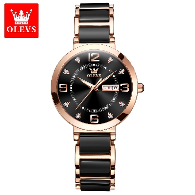 Picture of Olevs 5877 White Ceramics Watchstrap Analog Wristwatch for Women