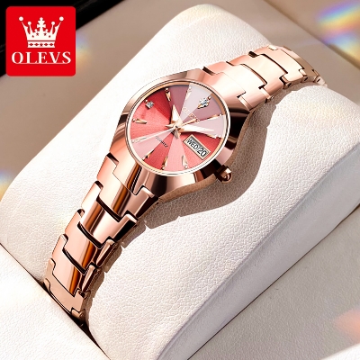 Picture of Olevs 8697 Tungsten Steel Analoge Wrist Watch For Women