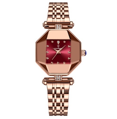Picture of Poedagar PO368S RoseGold Stainless Steel Analog Wrist Watch For Women - Red & RoseGold 