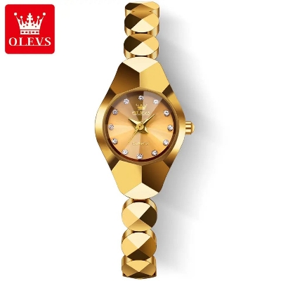 Picture of Olevs 7007 Golden Tungsten Steel Analoge Wrist Watch For Women