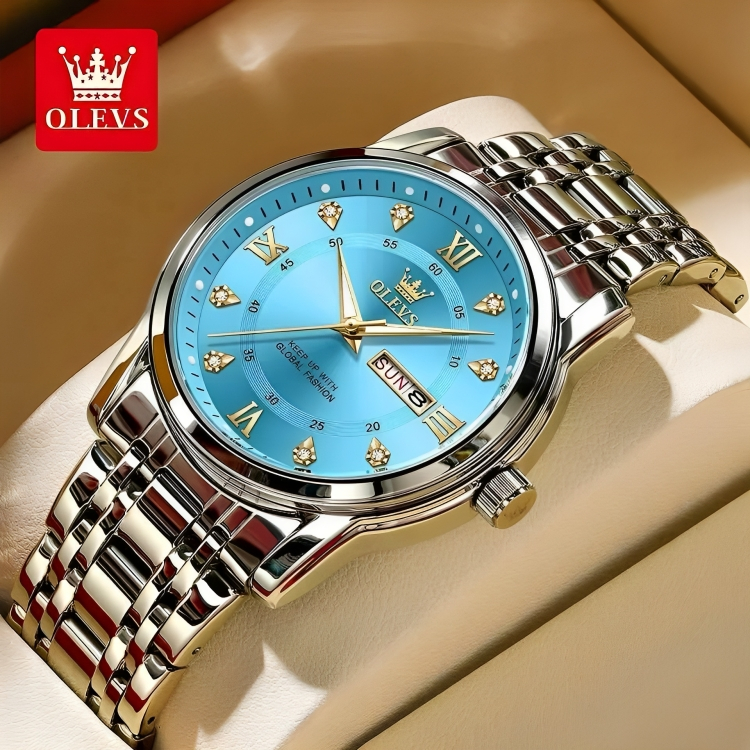 Picture of Olevs 5513 Silver Stainless Steel Analog Wrist Watch For Men