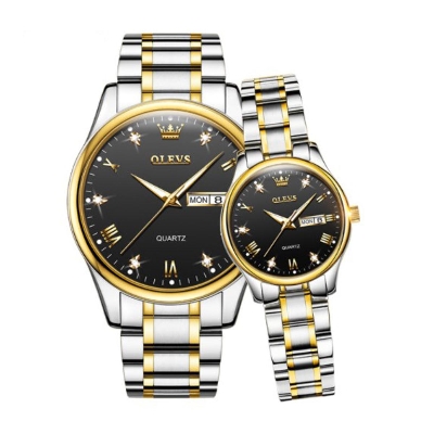 Picture of OLEVS 5563 Silver Golden Two-tone Stainless Steel Analog Wrist Watch For Couple