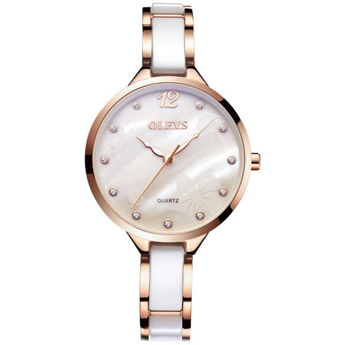 Picture of Olevs 5872 White  Stainless Steel Analoge Wrist Watch For Women