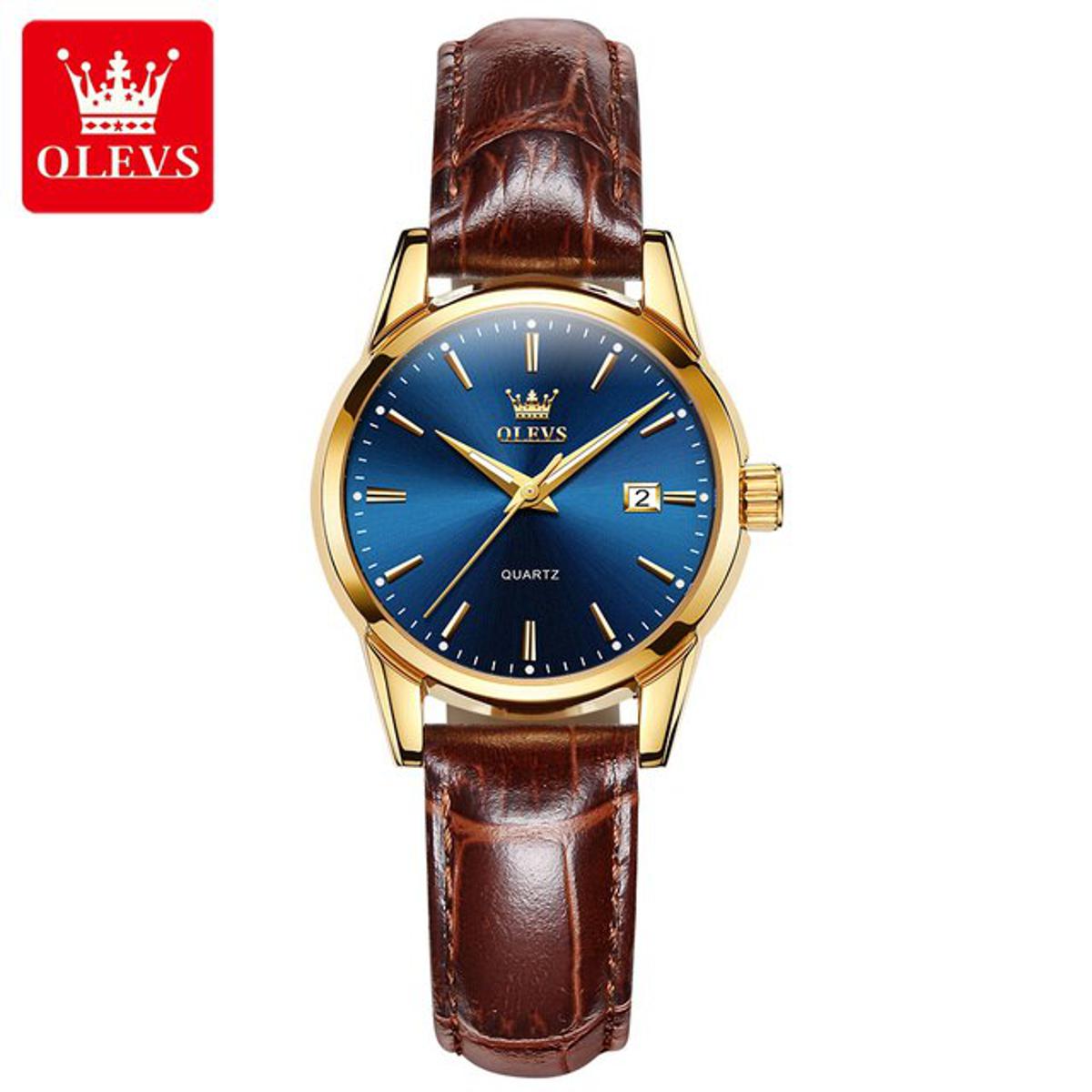 Picture of Olevs 6898F Brown PU Leather Analoge Wrist Watch For Women