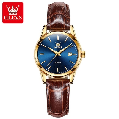 Picture of Olevs 6898F Brown PU Leather Analoge Wrist Watch For Women